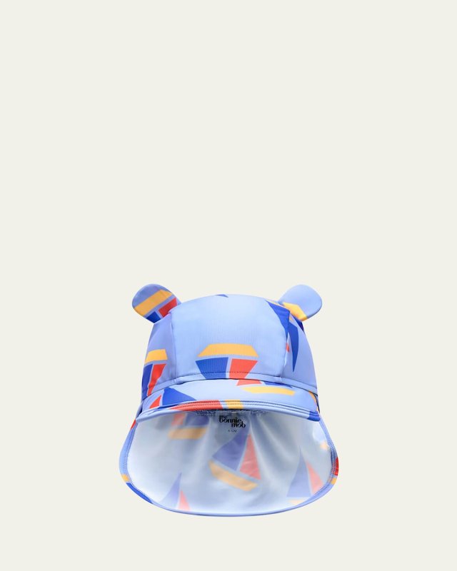 Kid's Sailboat-Print UV Sun Hat, Size 0M-24